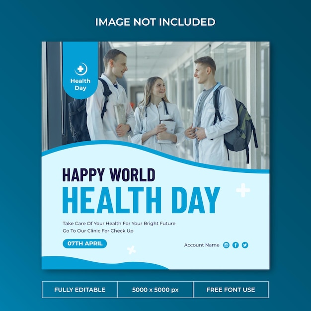 PSD world health day instagram post social media template