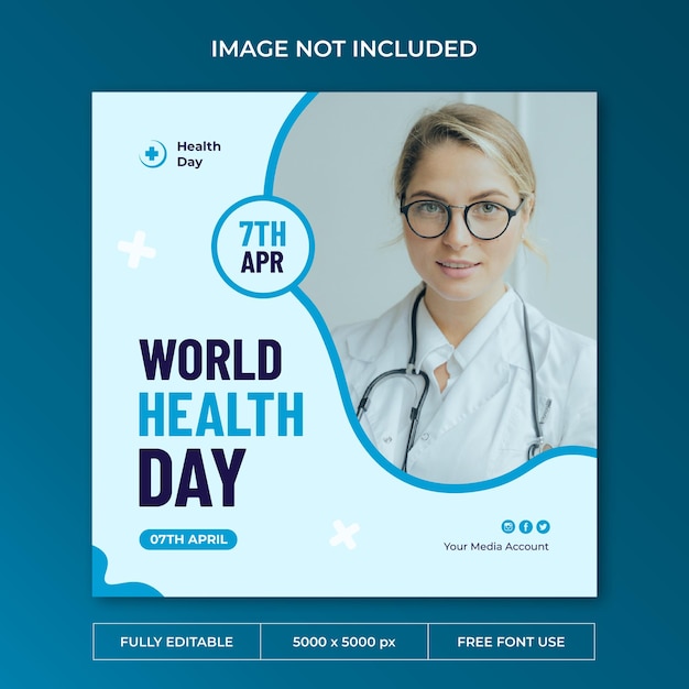 World health day instagram post social media template