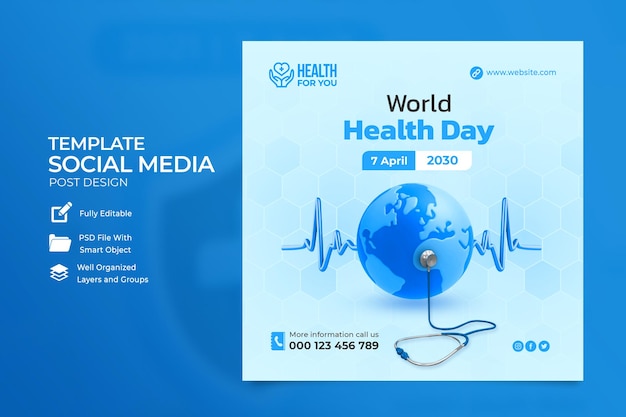 PSD world health day instagram post