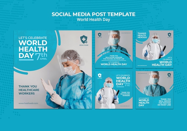 PSD world health day instagram posts set