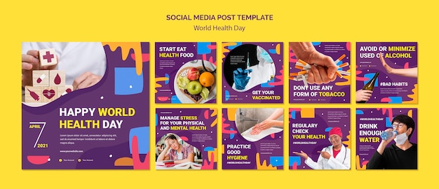 PSD world health day instagram posts set