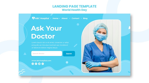 World health day landing page template