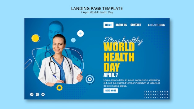 PSD world health day landing page with photo