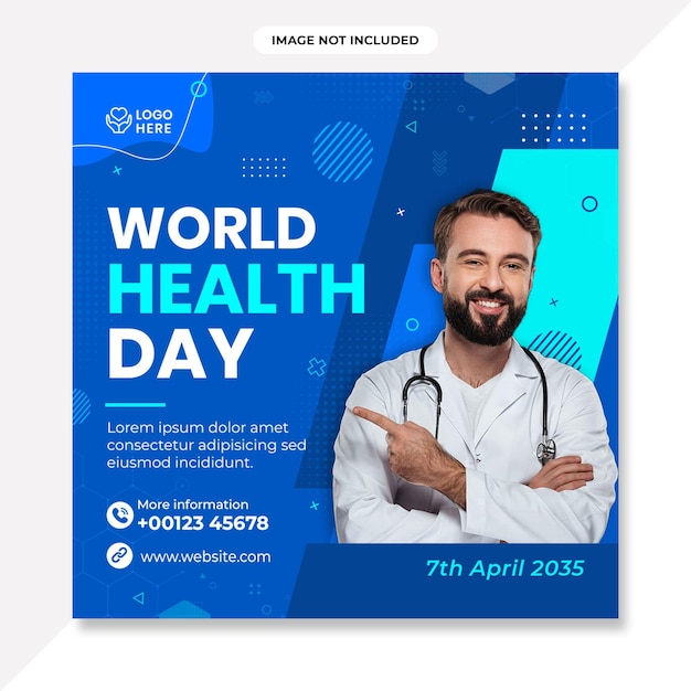 World health day poster designRealistic world health day social media post template