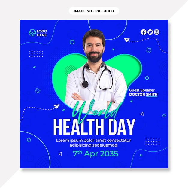 World health day poster designRealistic world health day social media post template