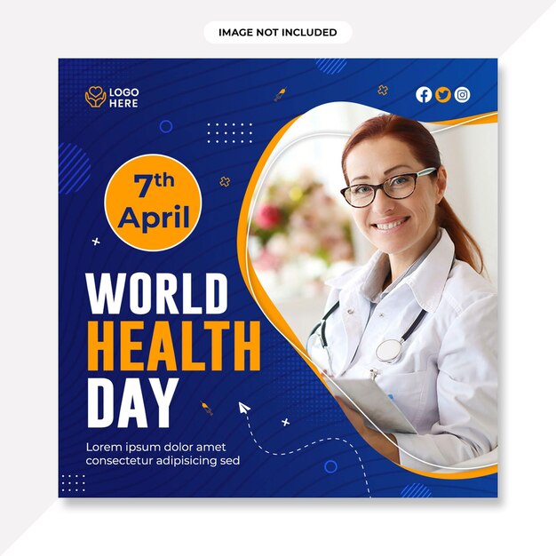 World health day poster designRealistic world health day social media post template