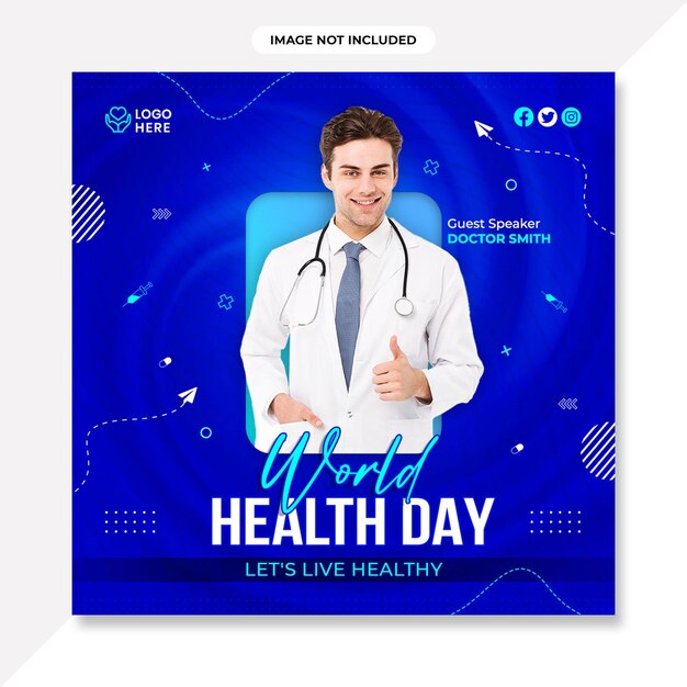 world health day poster designrealistic world health day social media post template