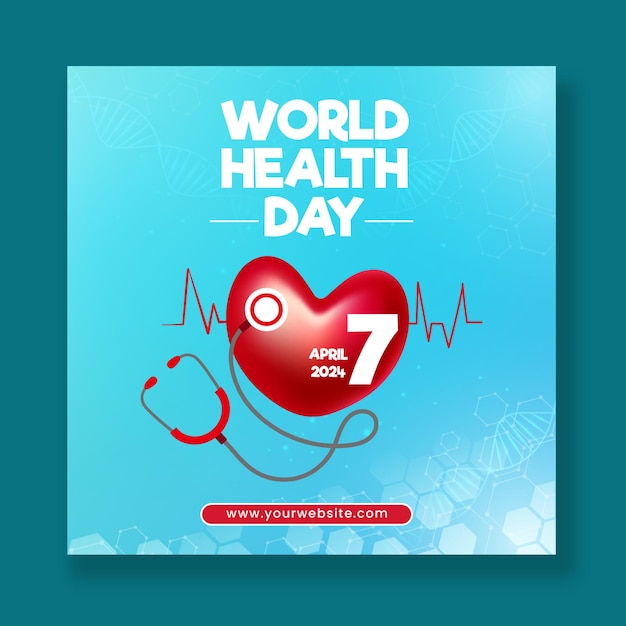 PSD world health day social media post for hospital or square flyer for world health day