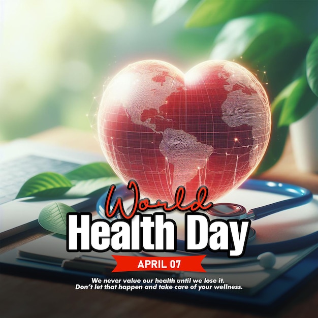 PSD world health day social media post template with doctor stethoscope