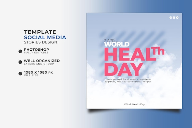 PSD world health day social media post