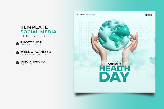 PSD world health day social media post