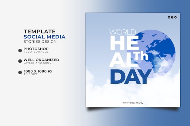 세계 보건의 날 소셜 미디어 게시물