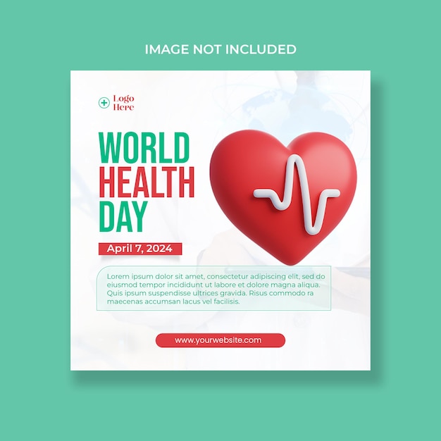 PSD world health day template or square flyer design for medical