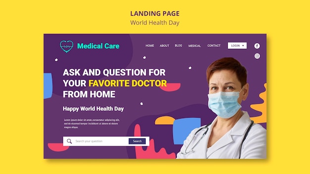 World health day web page template