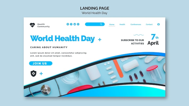 world health day web page template
