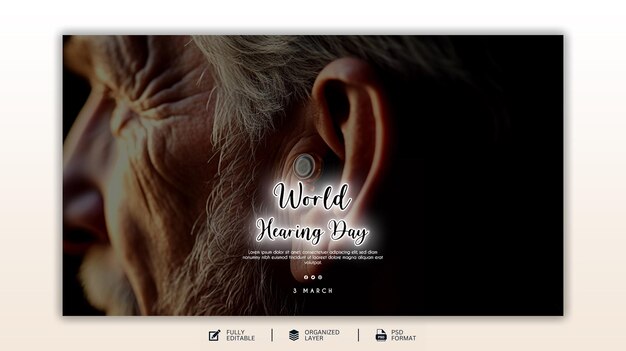 PSD world hearing day graphic and social media design template