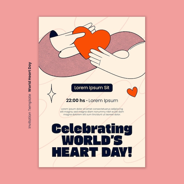 PSD world heart day invitation template