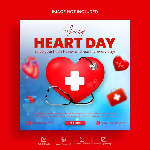 World heart day social media post banner and instagram post design