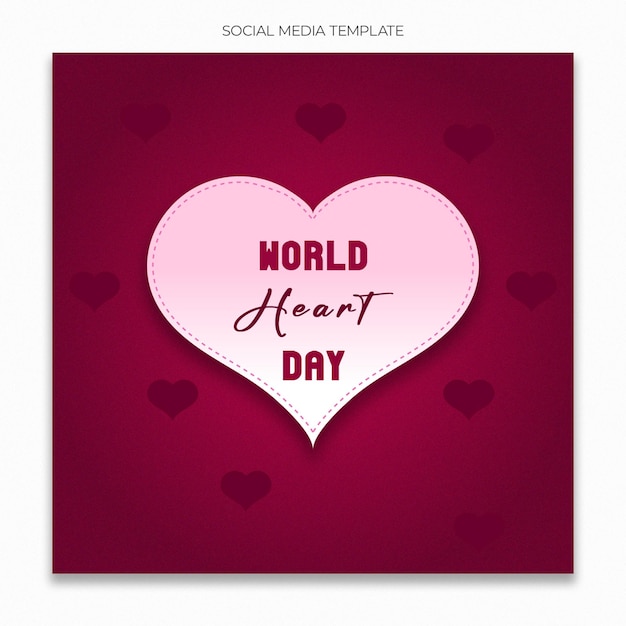 world heart day social media template for instagram post feed