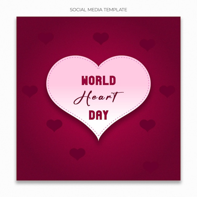 Modello di social media per la giornata mondiale del cuore per il feed dei post di instagram