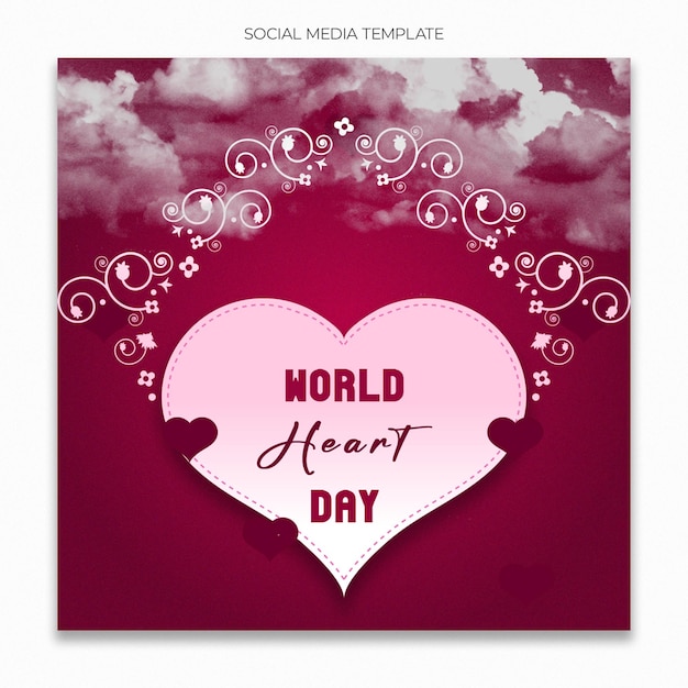world heart day social media template for instagram post feed