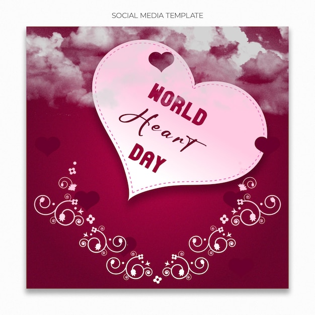 world heart day social media template for instagram post feed