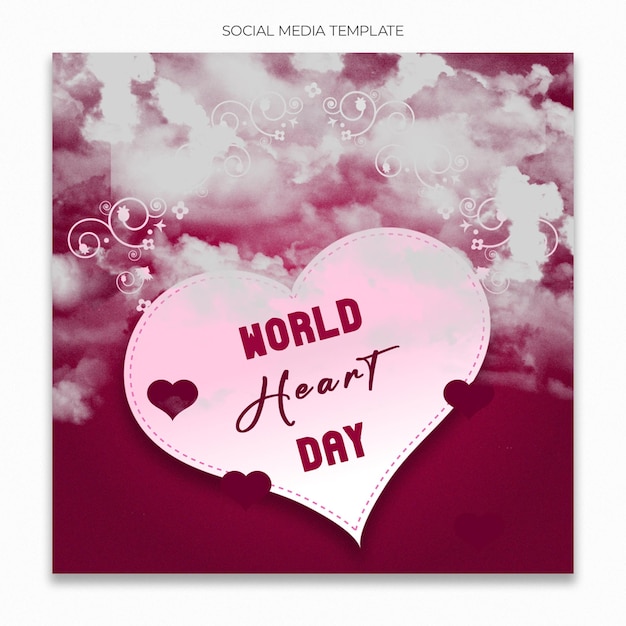 world heart day social media template for instagram post feed