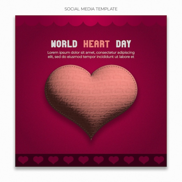 world heart day social media template for instagram post feed