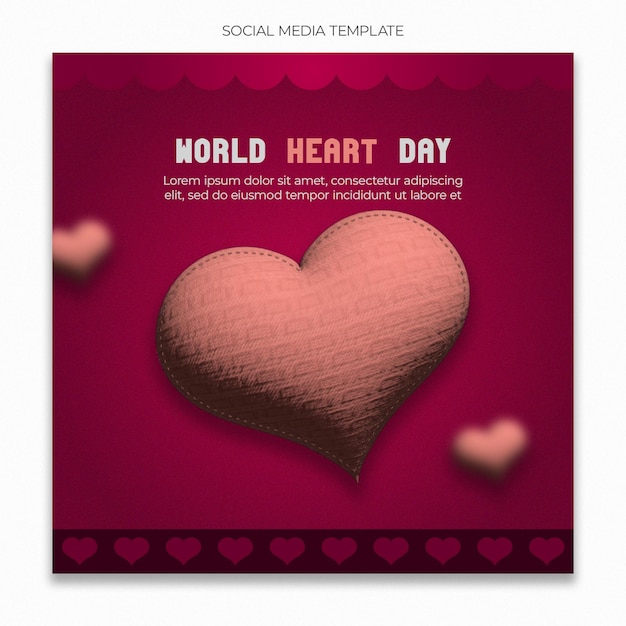 world heart day social media template for instagram post feed