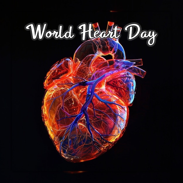 PSD 소셜 미디어 포스트 디자인에 대한 빨간 심장 인식 배경으로 세계 심장 날