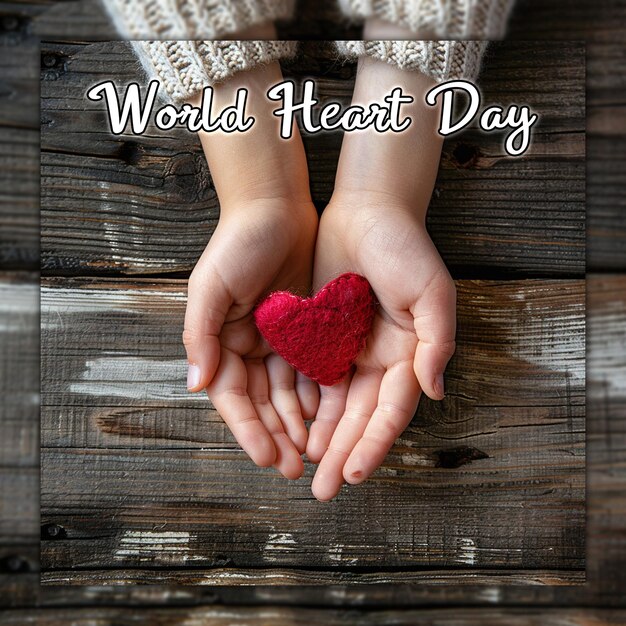 PSD 世界心臓デー 赤い心臓の意識の背景をソーシャルメディアのポストデザインに