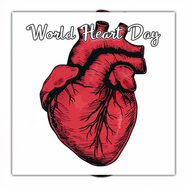 PSD world heart day with red heart awareness background for social media post design