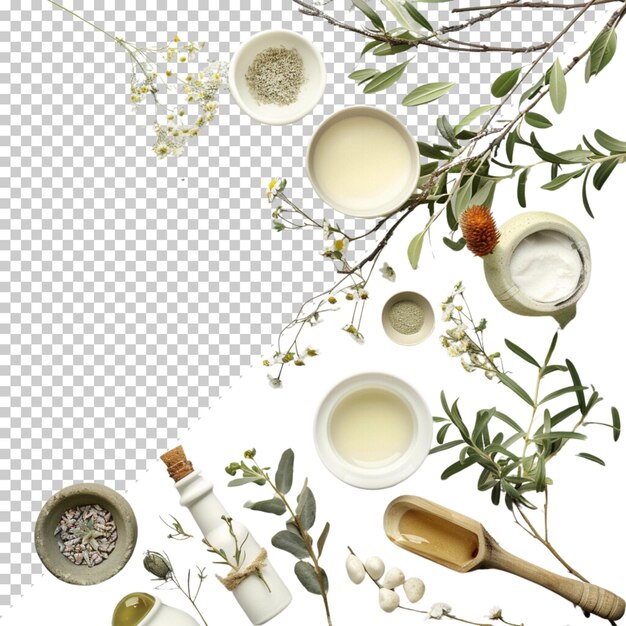 PSD world homeopathy day and medical treatment with herbs isolated on transparent background