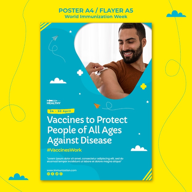 PSD Шаблон флаера всемирной недели иммунизации