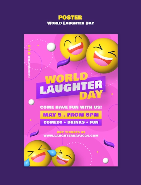 Шаблон плаката для празднования всемирного дня смеха