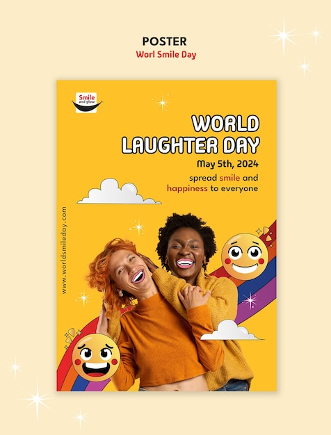 PSD world laughter day template design