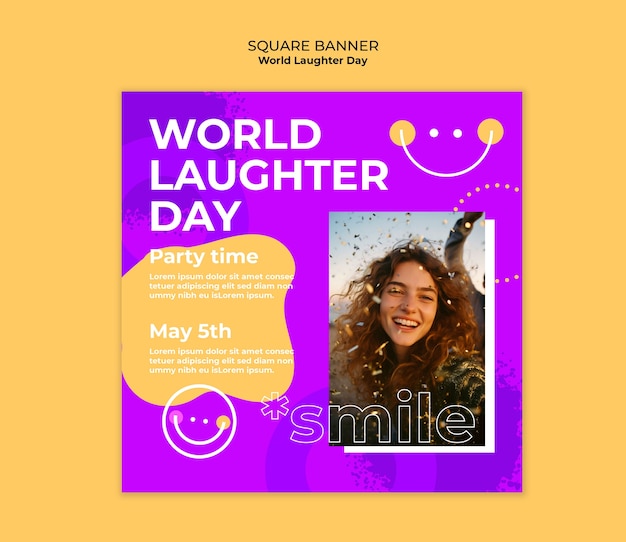 PSD world laughter day template design