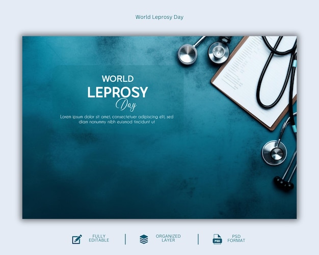 PSD world leprosy day social media graphic design template