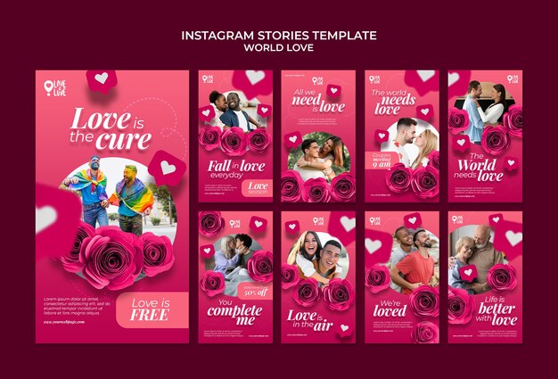 World love instagram stories design template