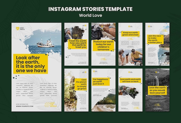 Modello di storie di instagram di amore del mondo