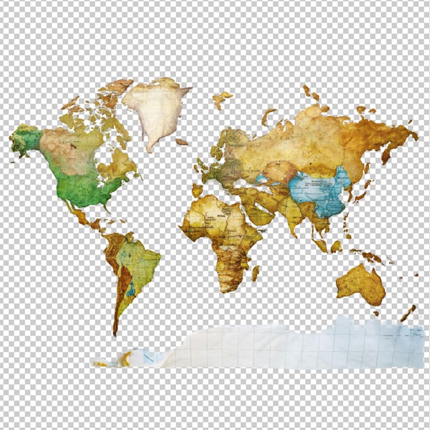 PSD 투명한 배경에 있는 세계 지도