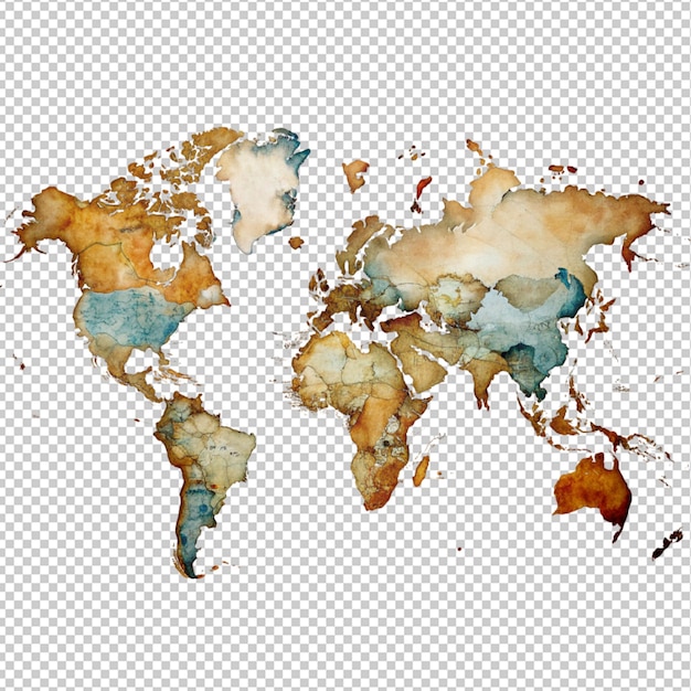 World map on transparent background