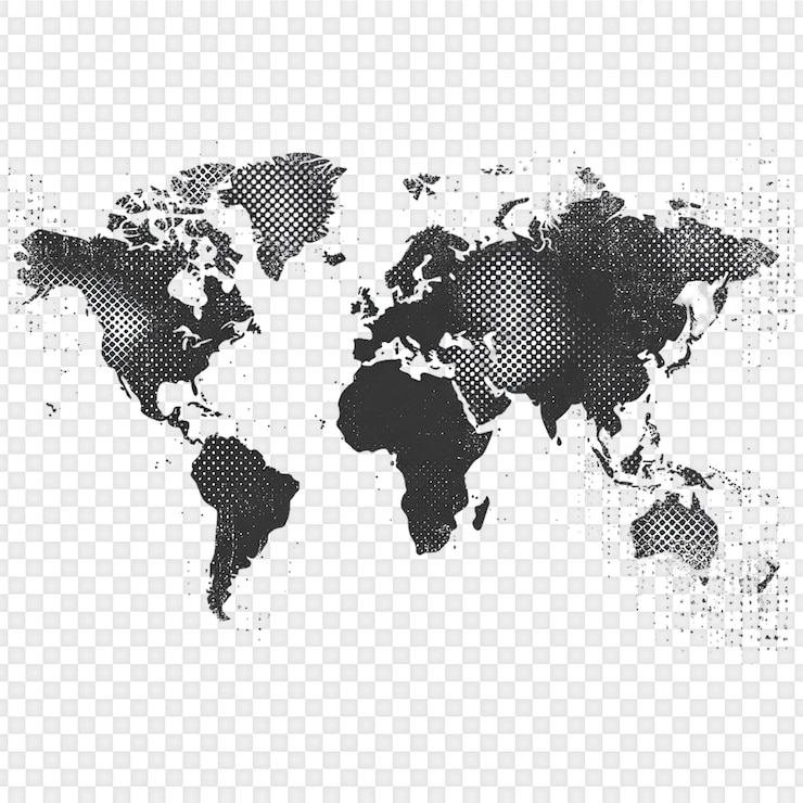 PSD world map with halftone texture