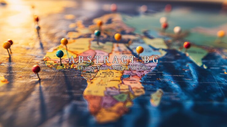 PSD world map with pins