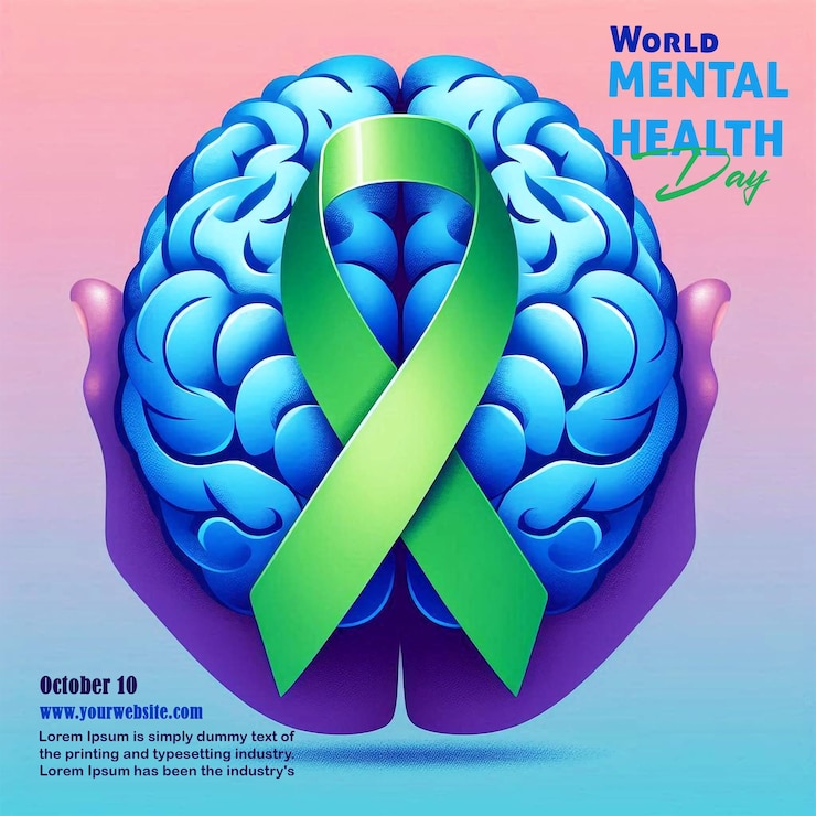 PSD world mental health day awareness banner concept