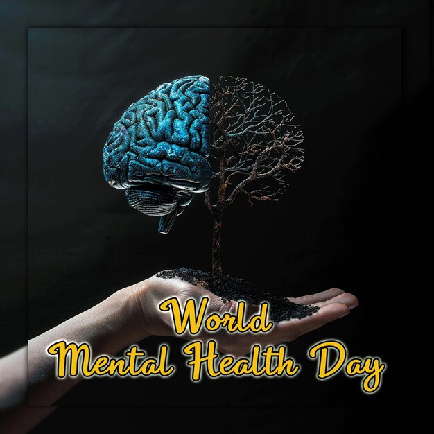 PSD world mental health day concept for social media post design