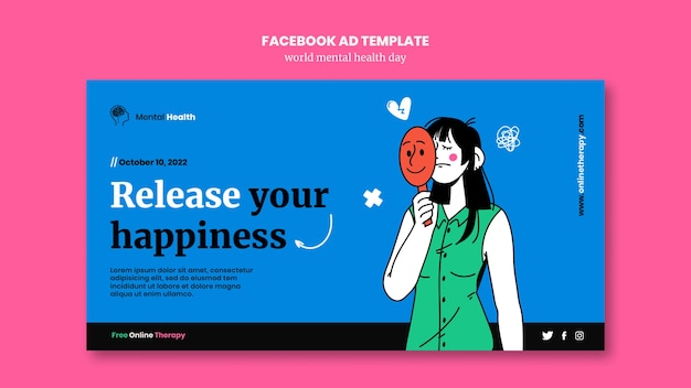 PSD world mental health day facebook template