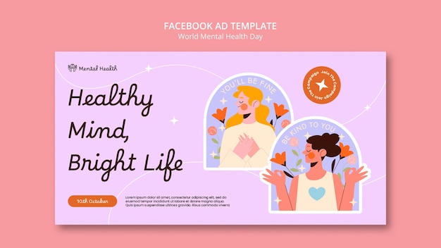 PSD world mental health day facebook  template