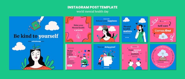 PSD world mental health day instagram posts