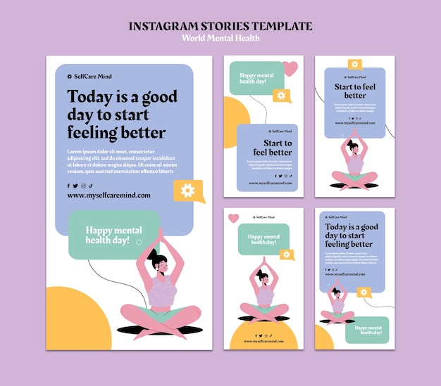 PSD world mental health day instagram stories collection